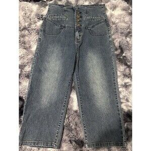 Nique Brand Juniors Capri‎ Jeans Size 5 High Rise Button Straight Leg